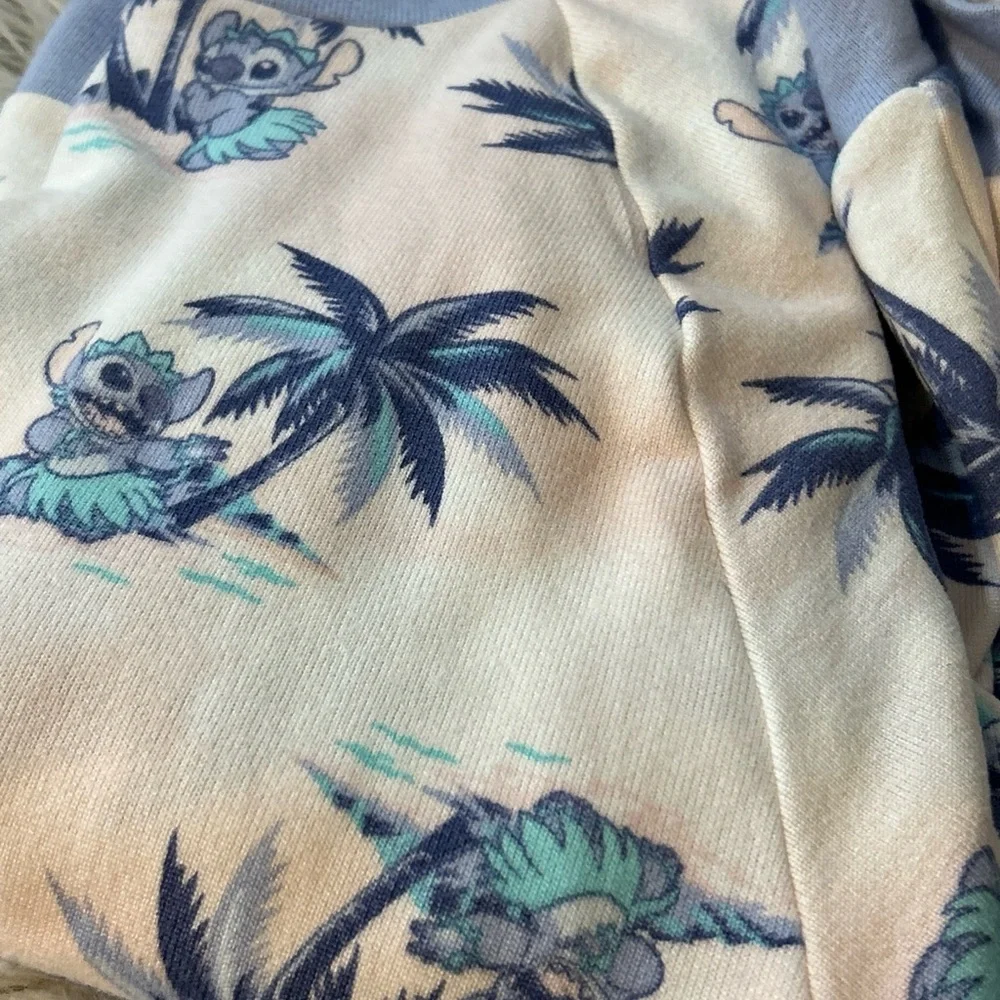 Disney STITCH Pajama 3 Pc Set Long Sleeve‎ Top & Shorts LARGE Hair Scrunchie NWT - Picture 14 of 15